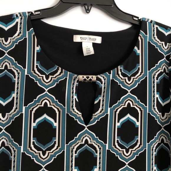 WHITE HOUSE BLACK MARKET TUNIC TOP BLOUSESSIZE LARGE KEYHOLE NECK GREEN CAREER - Picture 6 of 7